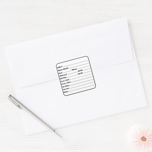Automotive Maintenance Service Engine Checklist Vierkante Sticker (Envelop)
