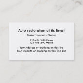 Automotive Restoration Services Visitekaartje (Achterkant)