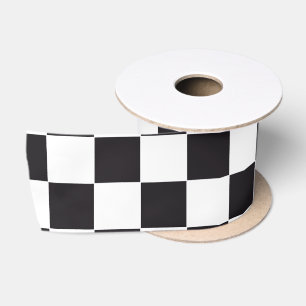 Autorace / Schaakbordpatroon - zwart 1 Lint