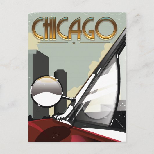 Autoreisposter Chicago City  Briefkaart (Voorkant)