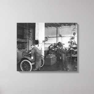 Autoreparatiebedrijf, 1919 canvas afdruk