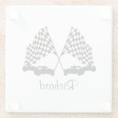 Auto's en Checker Flag Race Personal Glazen Onderzetter (Achterkant)