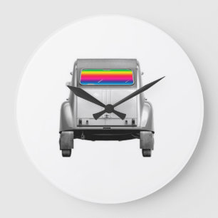 Auto's en regenboog grote klok