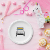 Auto's en regenboog papieren bordje (Feest)