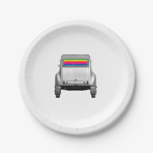 Auto's en regenboog papieren bordje (Voorkant)
