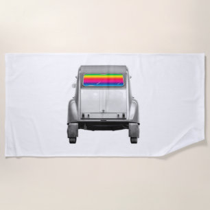 Auto's en regenboog strandlaken