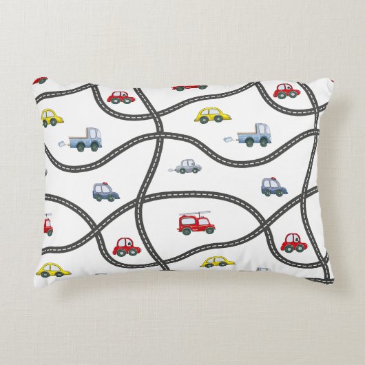 Auto's en wegen Boy Slaapkamer Decor Accent Kussen (Voorkant)