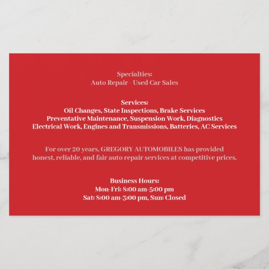 Auto's Flyer (Achterkant)