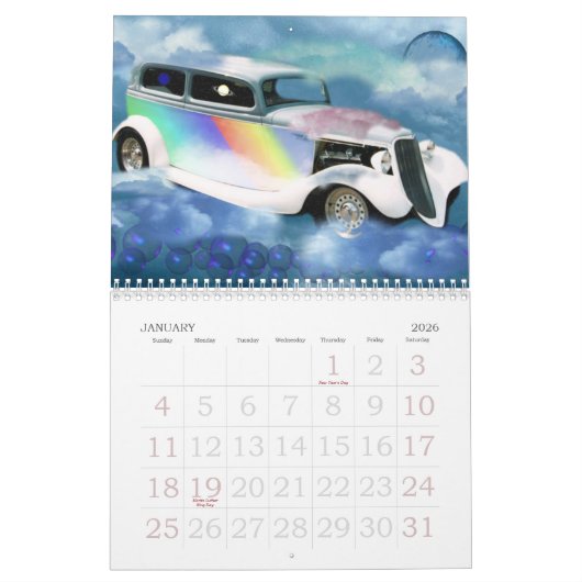 Auto's in de wolkenkalender met valxart kalender (Jan 2026)