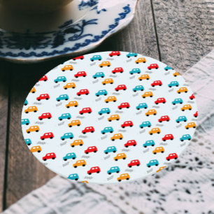 Auto's Kinderen Jongens Verjaardag Ronde Kartonnen Onderzetter