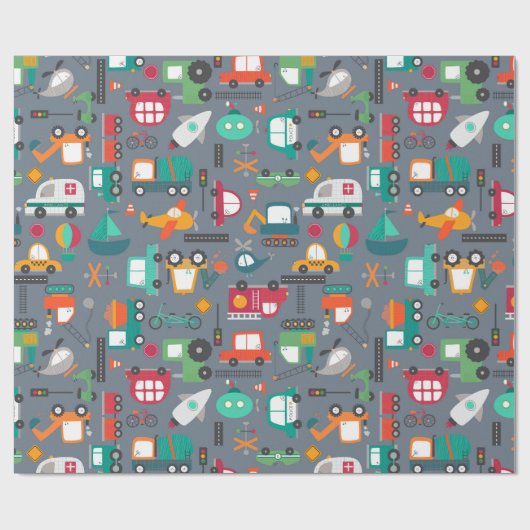 Auto's Kinderen vrachtwagens Cadeaupapier (Vlak)