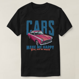 Auto's maken me gelukkig, grappige retro rode klas t-shirt
