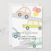 Auto's met ballonnen Roze Meisje Drive-by Verjaard Kaart (Voorkant)