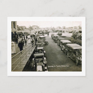 Auto's op een Bezige Zondag, Lange Beach, NY  Briefkaart