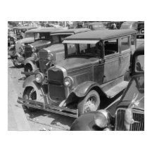 Auto's op Main Street, 1941. Oude foto