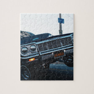 Auto's rijden met een lage Rider oldschool Legpuzzel