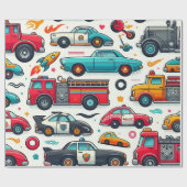 Auto's speelgoed cadeaupapier (Vlak)