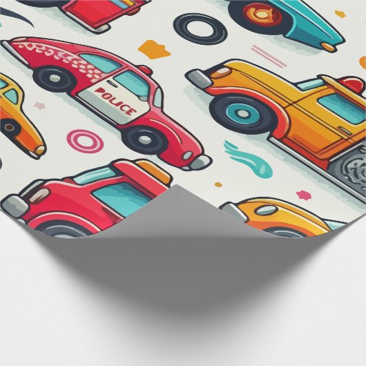 Auto's speelgoed cadeaupapier (Hoek)