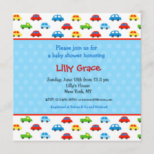 Auto's Truys Baby Shower-uitvindingen Kaart