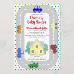 Auto's Vrachtauto's Rijden Langs Baby Shower Kaart
