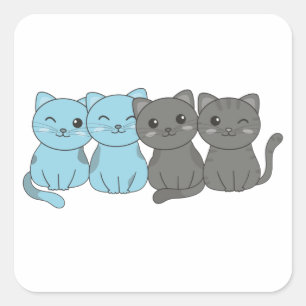 Autoseksuele vlag Pride Lgbetq Cute Cats Pile Squa Vierkante Sticker