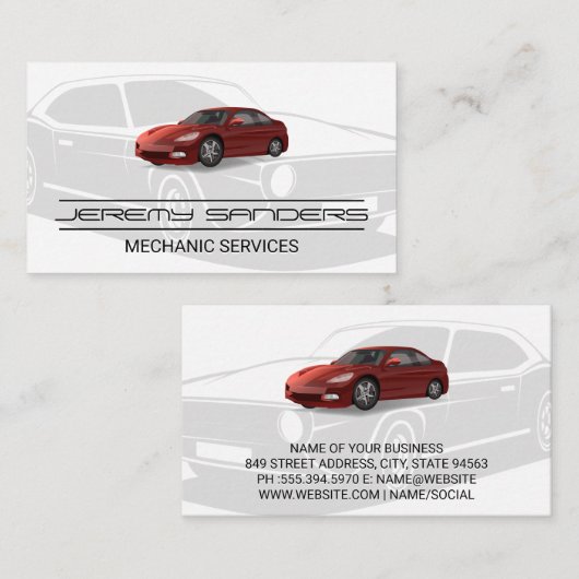 Autoservice | Auto | Mechanisch Visitekaartje (Voorkant / Achterkant)