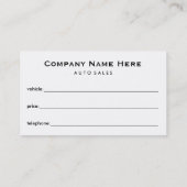 Autoservice en autoverkoper visitekaartje (Achterkant)