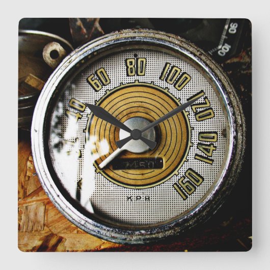 autosnelheidsmeter vierkante klok (Voorkant)