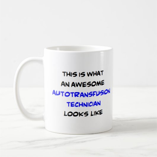 autotransfusietechnicus, geweldige koffiemok (Links)