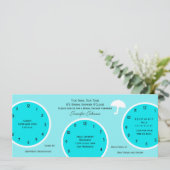 Autour de l'horloge Bridal Shower Invitation Bleu (Debout devant)