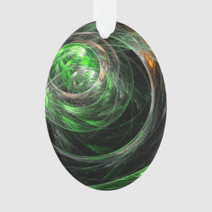 Autour du monde, art abstrait vert acrylique ovale