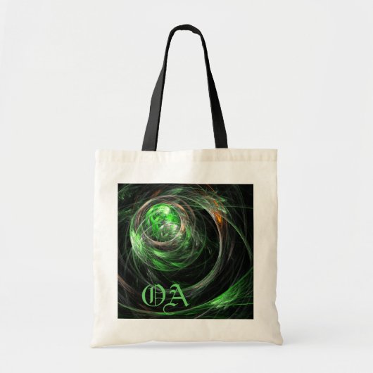 Autour du monde Vert Abstrait Art Monogram sac (Devant)