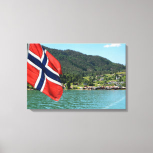 Autoveerboot in Noorse dovasdruk Canvas Afdruk