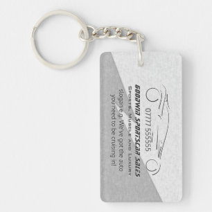 Autoverkoop Marketing Giveaway - zilveren sportwag Sleutelhanger