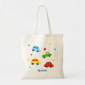 Autowagen Aangepaste kind naam canvas tas (Voorkant)
