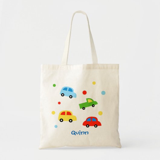 Autowagen Aangepaste kind naam canvas tas (Voorkant)