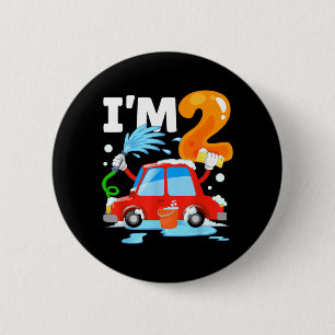 Autowas 2 Twee Jaar Oude Kinderen 2e Verjaardagsfe Ronde Button 5,7 Cm