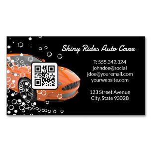 Autowas en detailing Sportauto QR-code Magnetisch Visitekaartje
