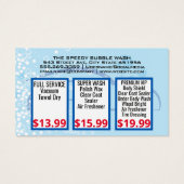 Autowas | Zeepbellen | Automobiel grafisch Visitekaartje (Achterkant)