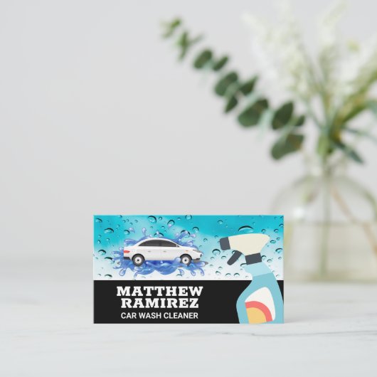 autowasplaats | spuitfles visitekaartje (Staand voorkant)
