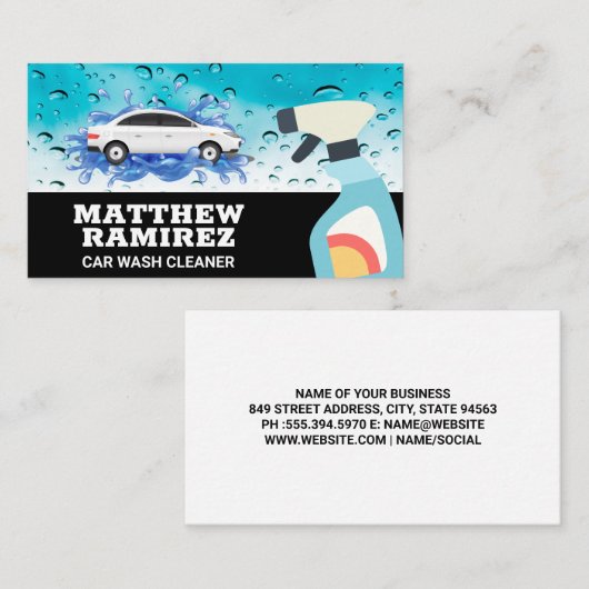 autowasplaats | spuitfles visitekaartje (Voorkant / Achterkant)