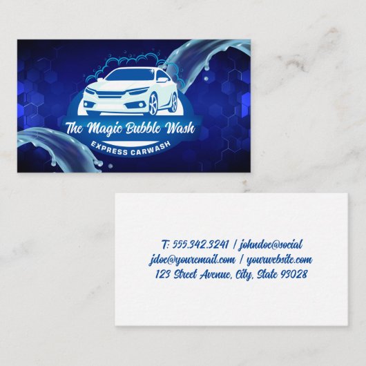 autowasplaats | Waterspatten en bubbels Visitekaartje (Voorkant / Achterkant)
