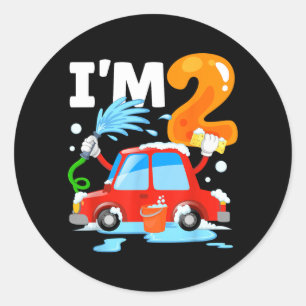 Autowasstraat 2 Twee jaar oude kinderen 2e verjaar Ronde Sticker