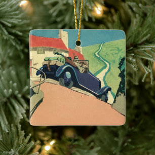 autowegvervoer met converteerbare motor in het la keramisch ornament