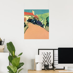 autowegvervoer met converteerbare motor in het la poster