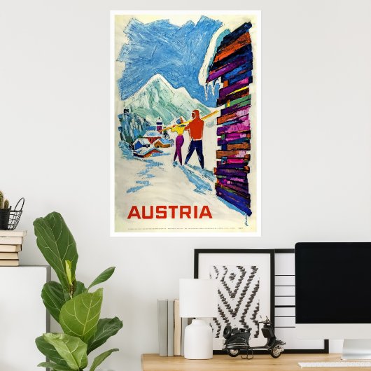 Autriche, affiche de ski (Bureau à domicile)