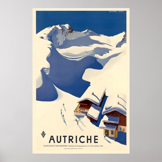 Autriche Autriche Affiche Vintage Ski - Impression (Devant)