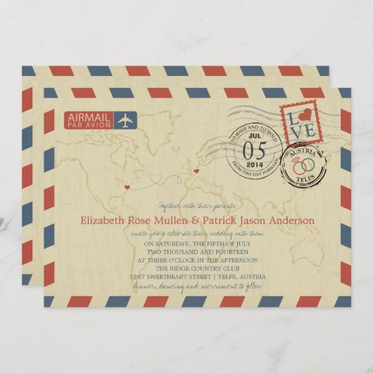 Autriche Faire-part de mariage Airmail (Devant / Derrière)