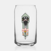 Autruche Rose Fleurs Vert Olive Art Déco (Recto)