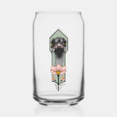 Autruche Rose Fleurs Vert Olive Art Déco (Verso)